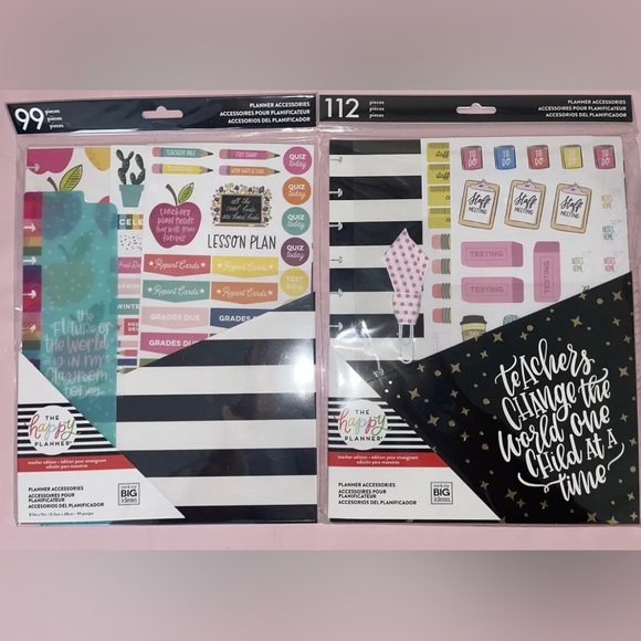 The Happy Planner Set of 2 Teacher\'s Gonna Teach Big Accessory Pack 211 Stic NEW